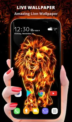 Fire Lion Wallpaper + Keyboard android App screenshot 3